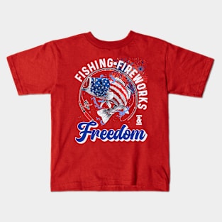 FISHING FIREWORKS AND FREEDOM Kids T-Shirt